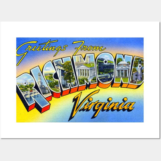 Greetings from Richmond Virginia, Vintage Large Letter Postcard Wall Art by Naves